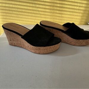 Torrid Black Cork Wedge Slides Size 8 Wide
